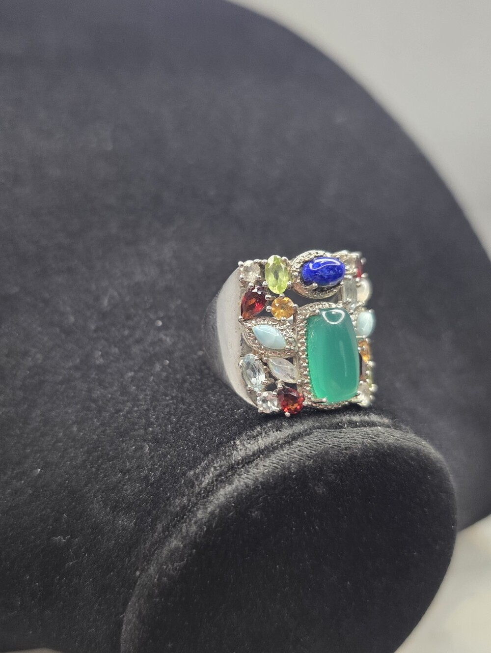 Ross-Simons Sterling Silver Natural multi-gemstone Confetti Ring Size 10 - Picture 4 of 12